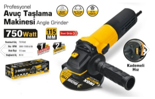 SGS5111 AVUÇ TAŞLAMA 750 WATT (115 MM) DEVİR AYARLI